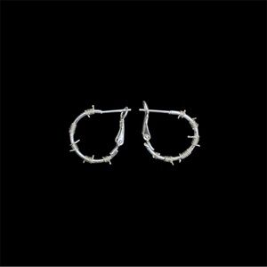 Silver Barbed Wire Hoop Earrings